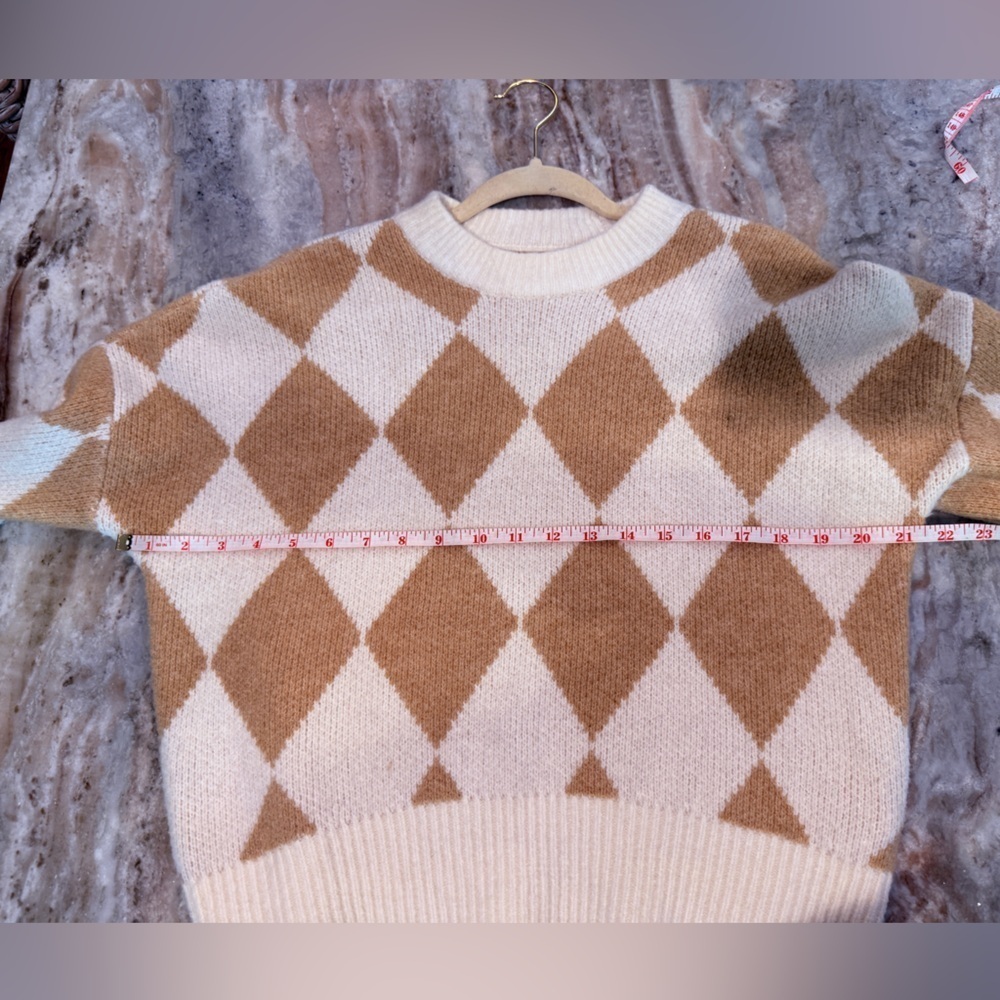 Women’s ABERCROMBIE & FITCH Argyle Pattern Wedge Crewneck sweater- Size XS - Picture 6 of 7